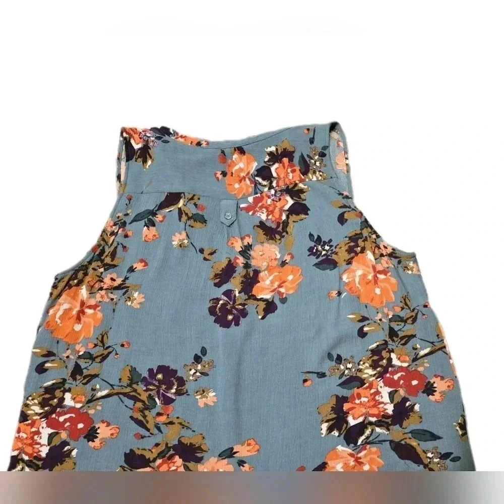 Market & Spruce, Size XXL, Green Floral Sleeveless Blouse - Picture 3 of 10